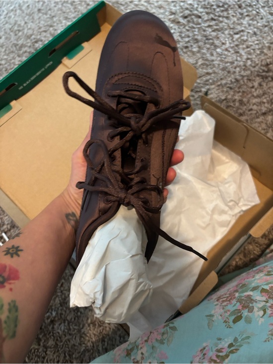 Puma Shoes - Puma Women's Chocolate Brown Lace-Up satin ballet Sneakers